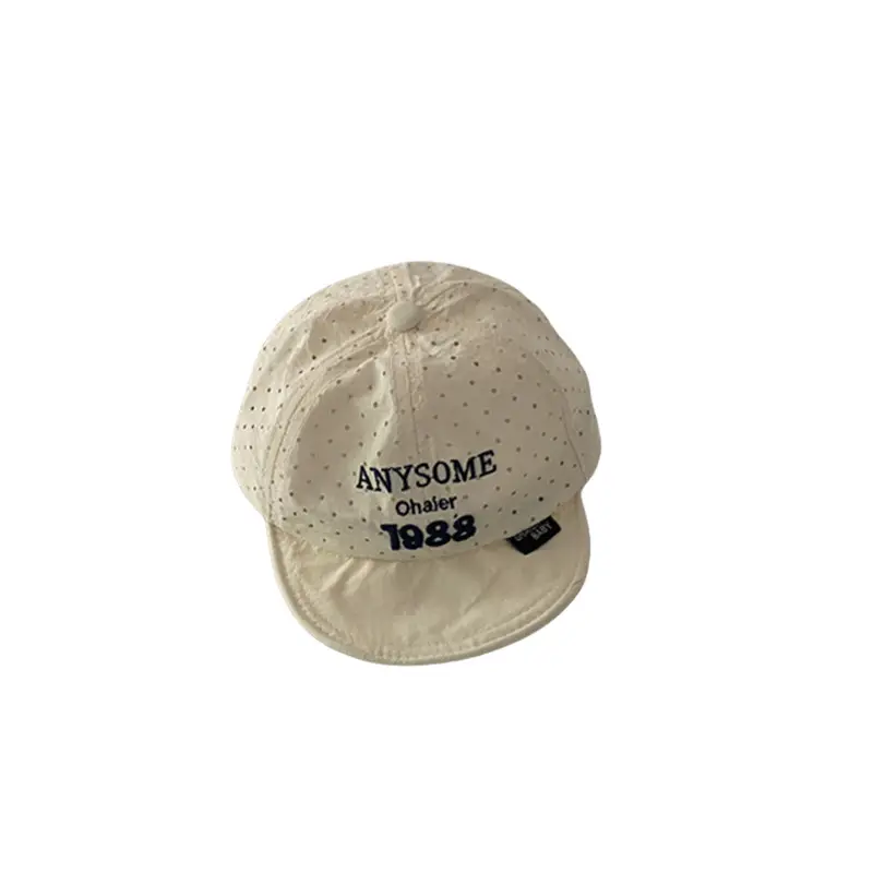 Baby Cap Summer Thin Breathable Beige Grey Small Letter Embroidered - Image 8