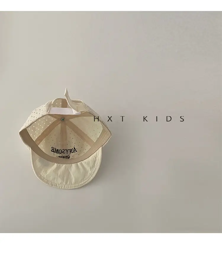 Baby Cap Summer Thin Breathable Beige Grey Small Letter Embroidered — feature 7