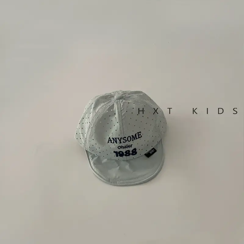 Baby Cap Summer Thin Breathable Beige Grey Small Letter Embroidered - Image 3