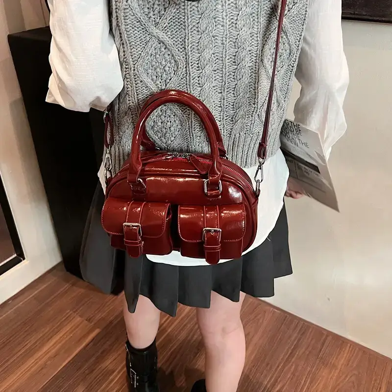 Pink Hand-Carry Multi-Pocket Travel Bag for Women - Image 9
