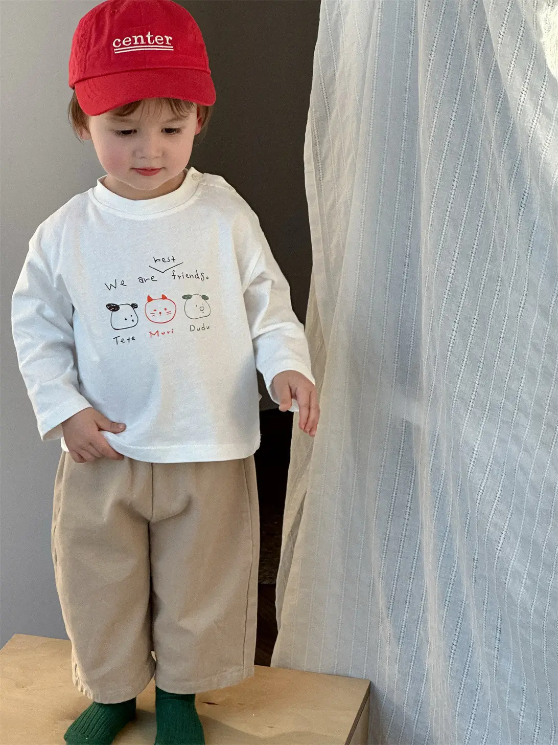 Kids Korean Style Autum Letter T-Shirt Pants Set - Image 5