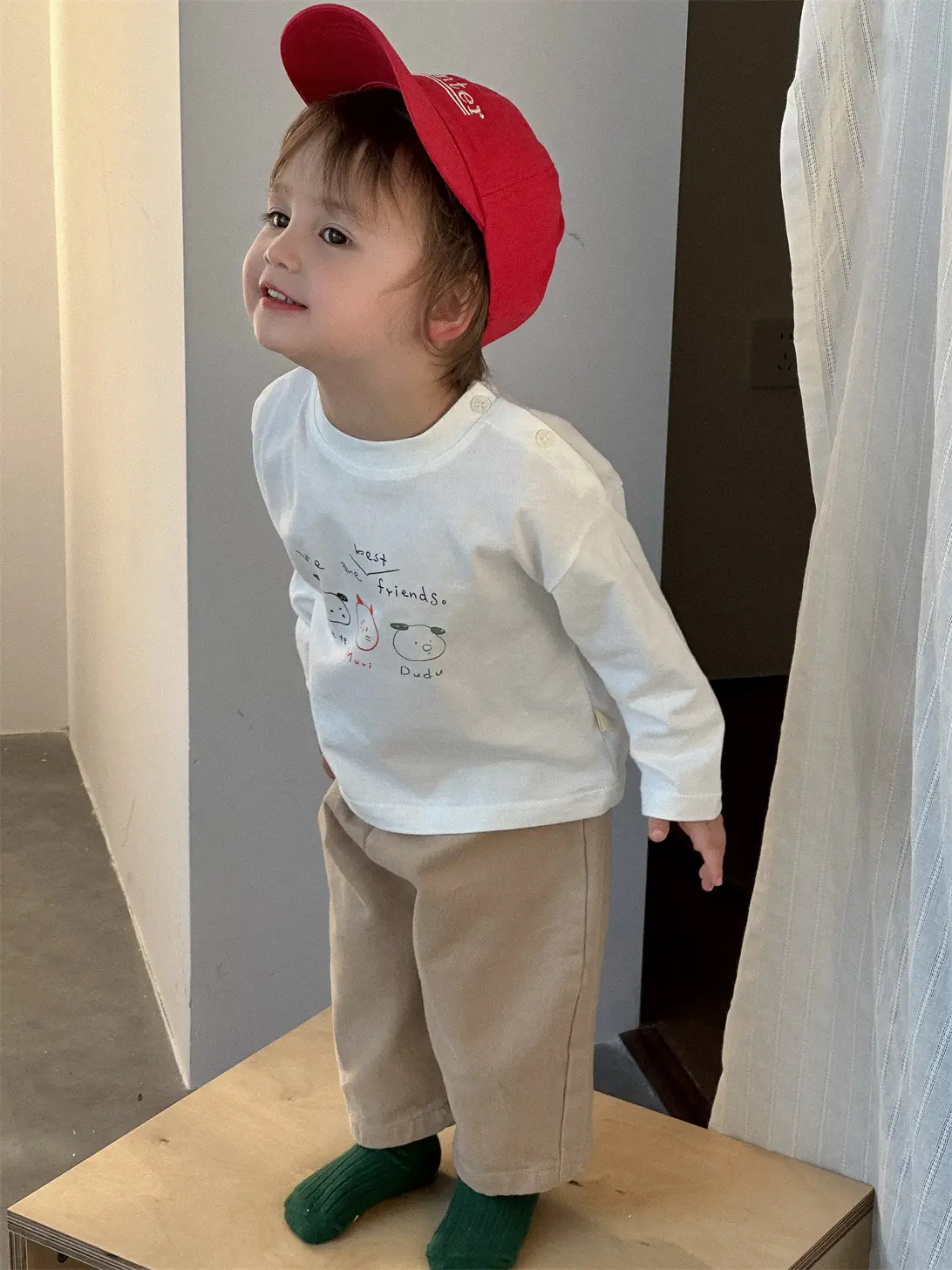 Kids Korean Style Autum Letter T-Shirt Pants Set - Image 6