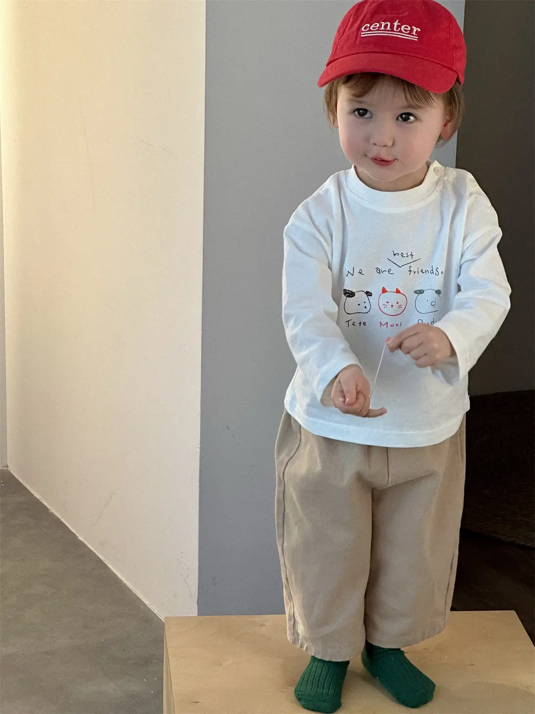Kids Korean Style Autum Letter T-Shirt Pants Set - Image 7