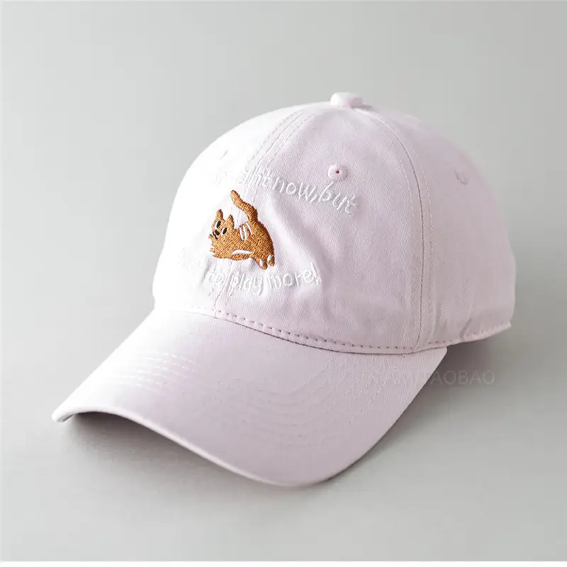Kitten Letter Embroidered Black Baseball Cap for Men Women