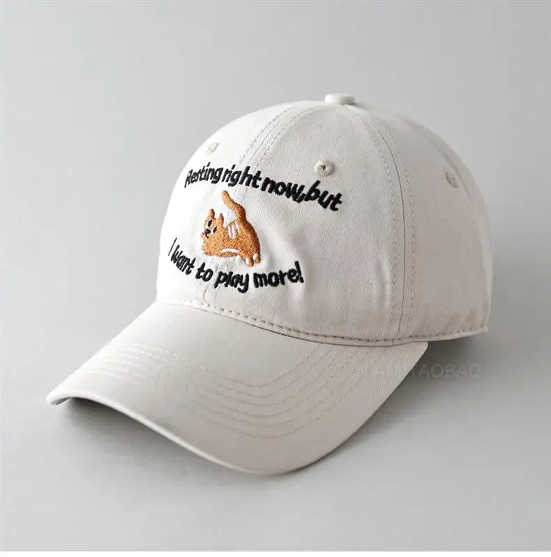 Kitten Letter Embroidered Black Baseball Cap for Men Women — feature 1