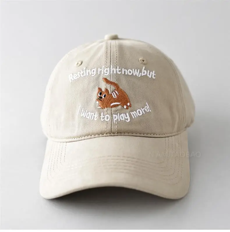 Kitten Letter Embroidered Black Baseball Cap for Men Women — feature 6
