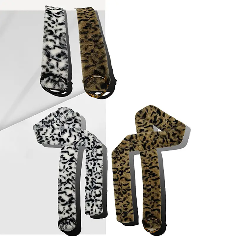 Men's Leopard Print Faux Fur Waist Belt - Image 3