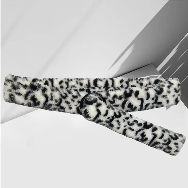 Men's Leopard Print Faux Fur Waist Belt - Image 2