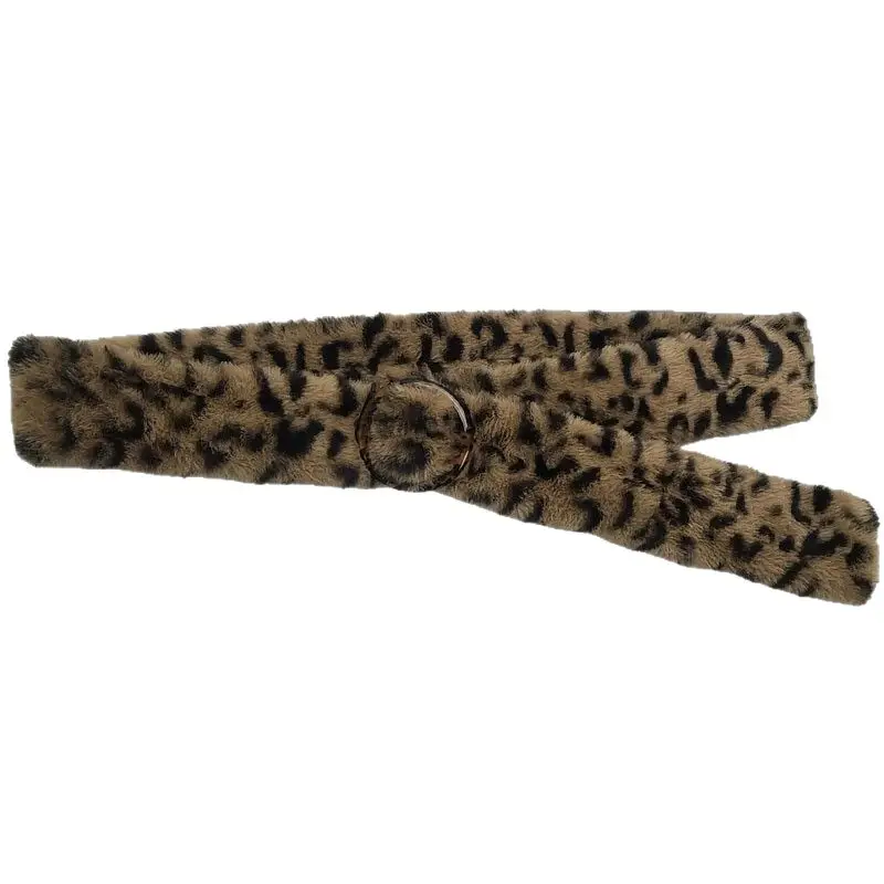 Men's Leopard Print Faux Fur Waist Belt - Image 5