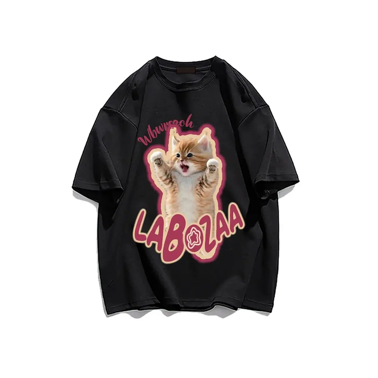 Harajuku Cotton T-Shirt Women Cream Labradoodle Print