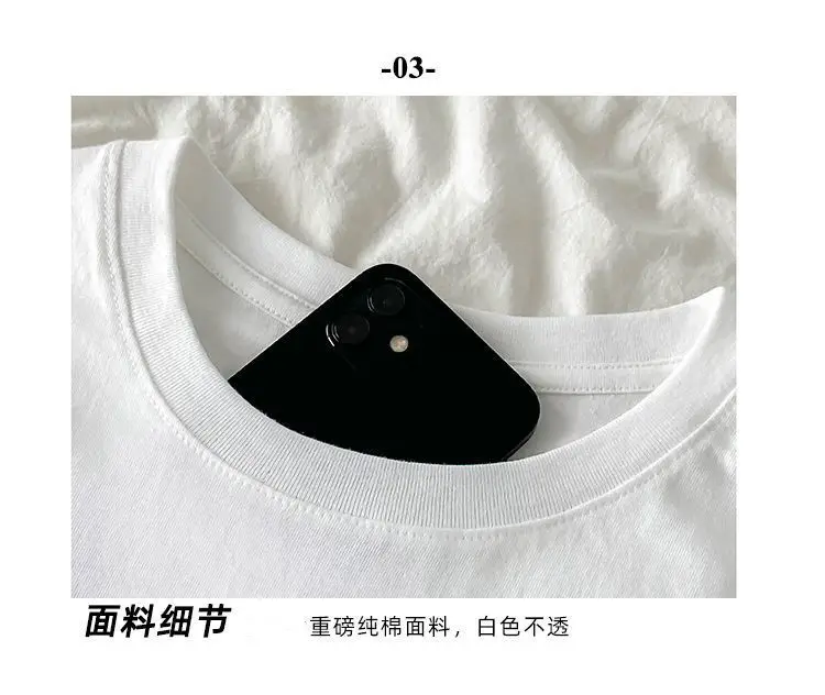 Harajuku Cotton T-Shirt Women Cream Labradoodle Print — feature 4