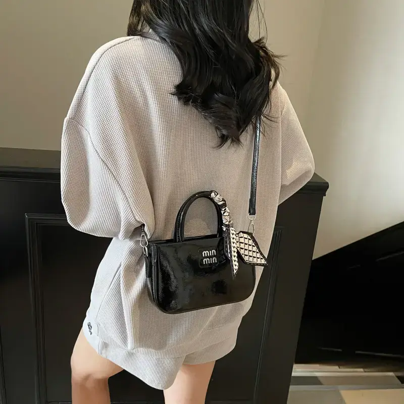 Korean Style Beige Shoulder Bag with Bow - Image 7