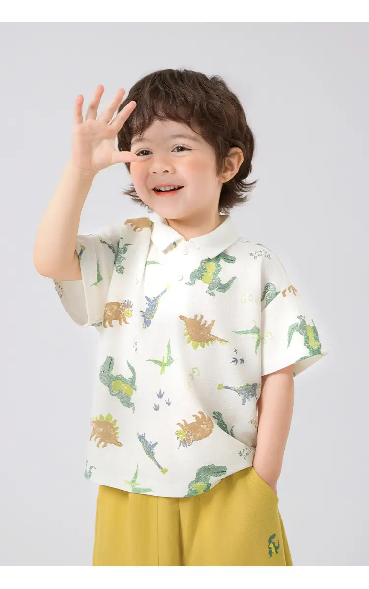 Boys Dinosaur Print Polo Shirt Summer Wear — feature 17