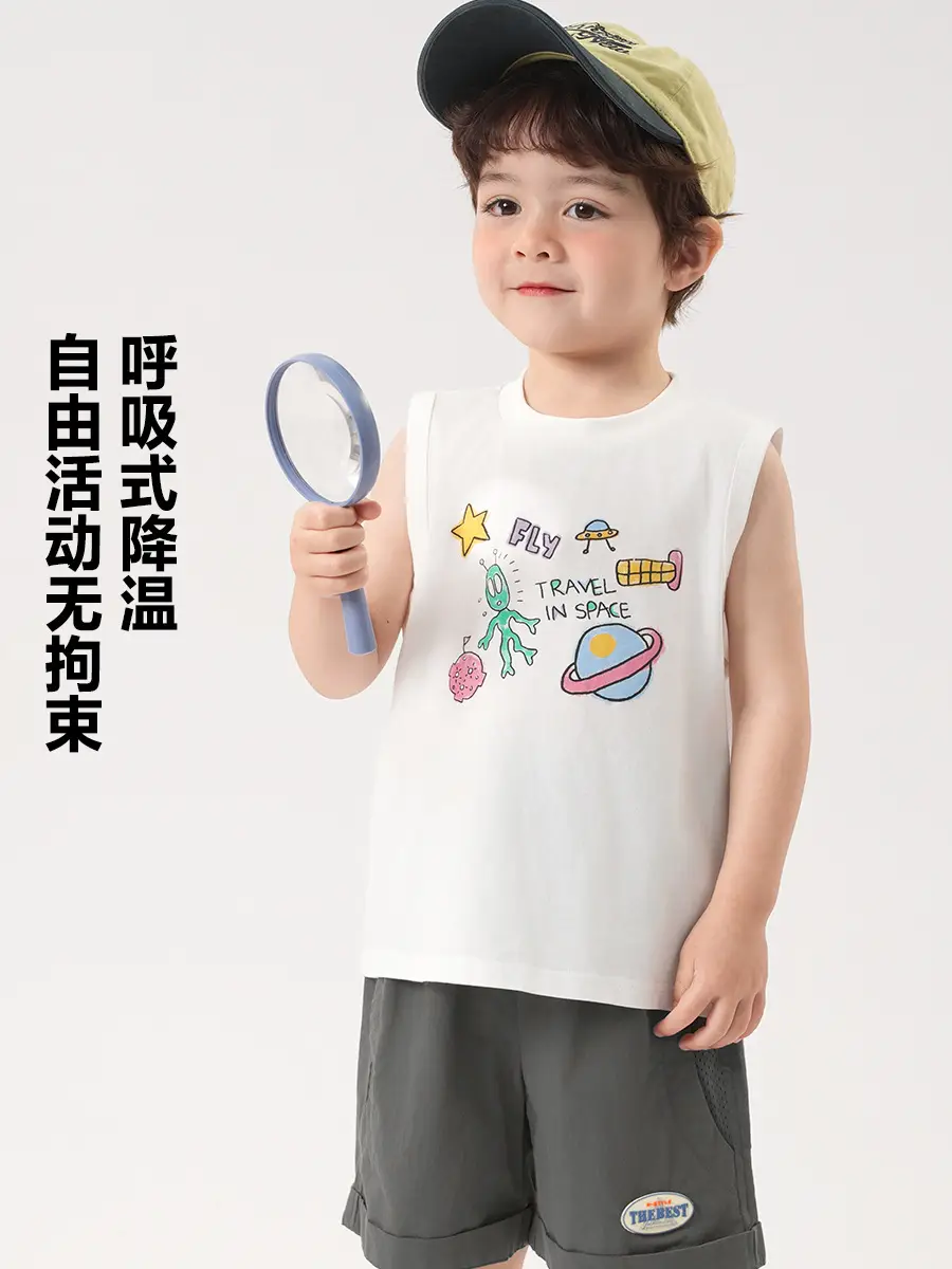 Boys White Sleeveless Summer T-Shirt - Image 7
