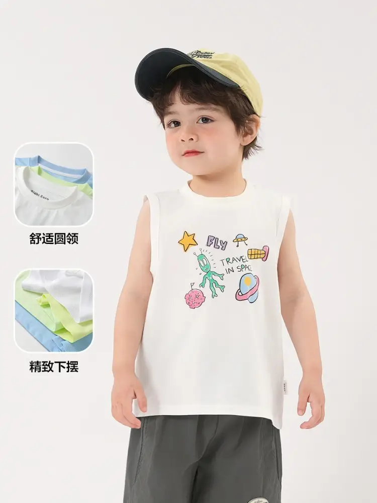 Boys White Sleeveless Summer T-Shirt - Image 9