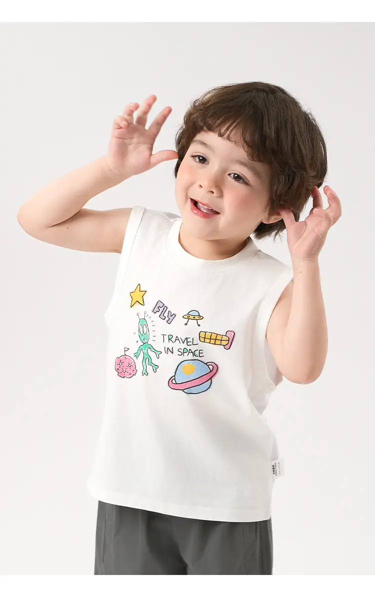Boys White Sleeveless Summer T-Shirt — feature 20