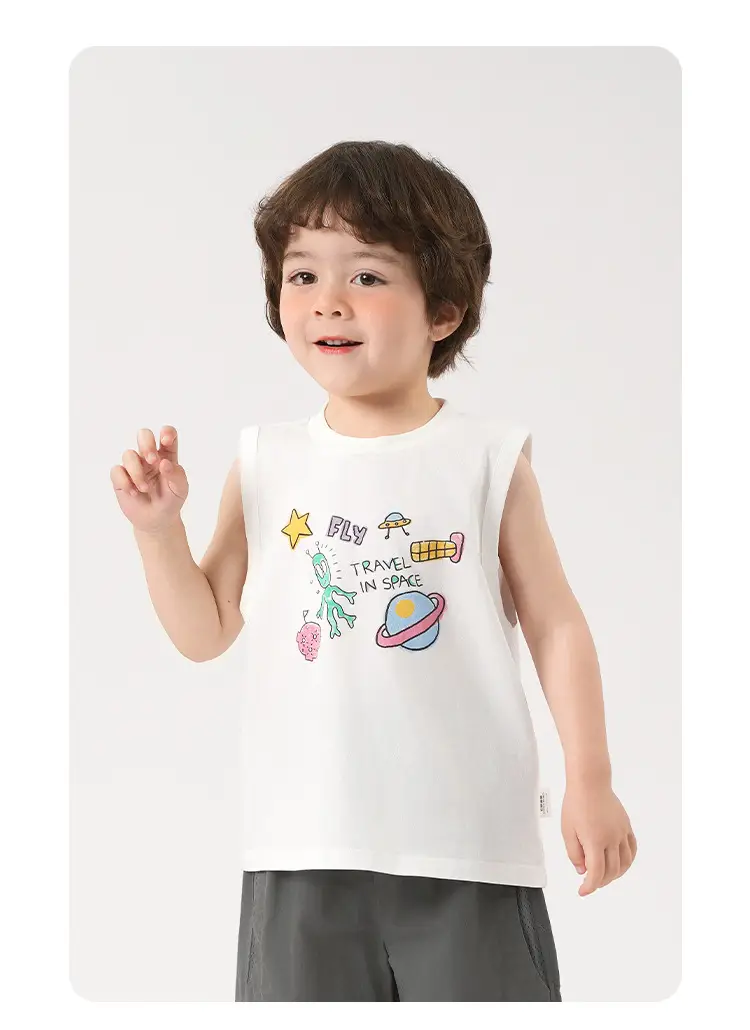 Boys White Sleeveless Summer T-Shirt — feature 21
