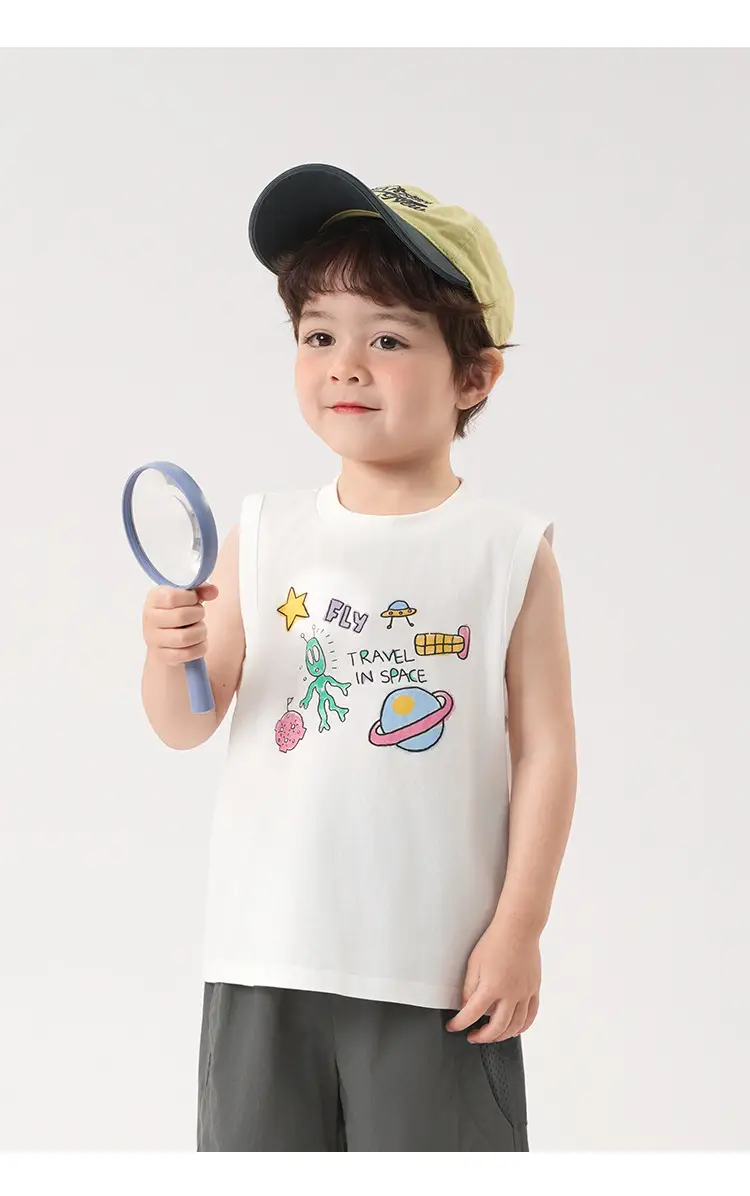 Boys White Sleeveless Summer T-Shirt — feature 22