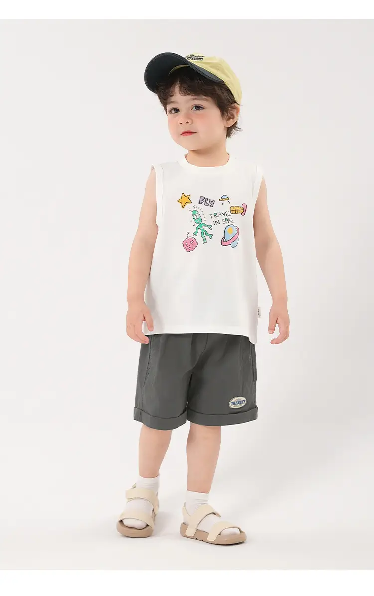 Boys White Sleeveless Summer T-Shirt — feature 23