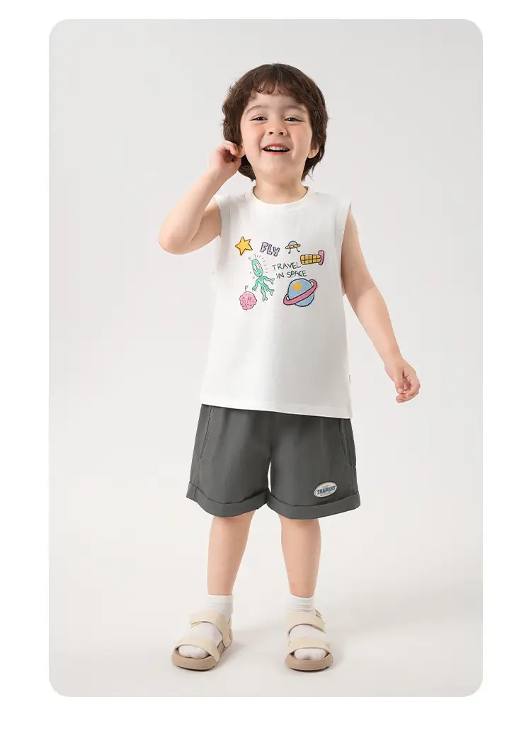 Boys White Sleeveless Summer T-Shirt — feature 24