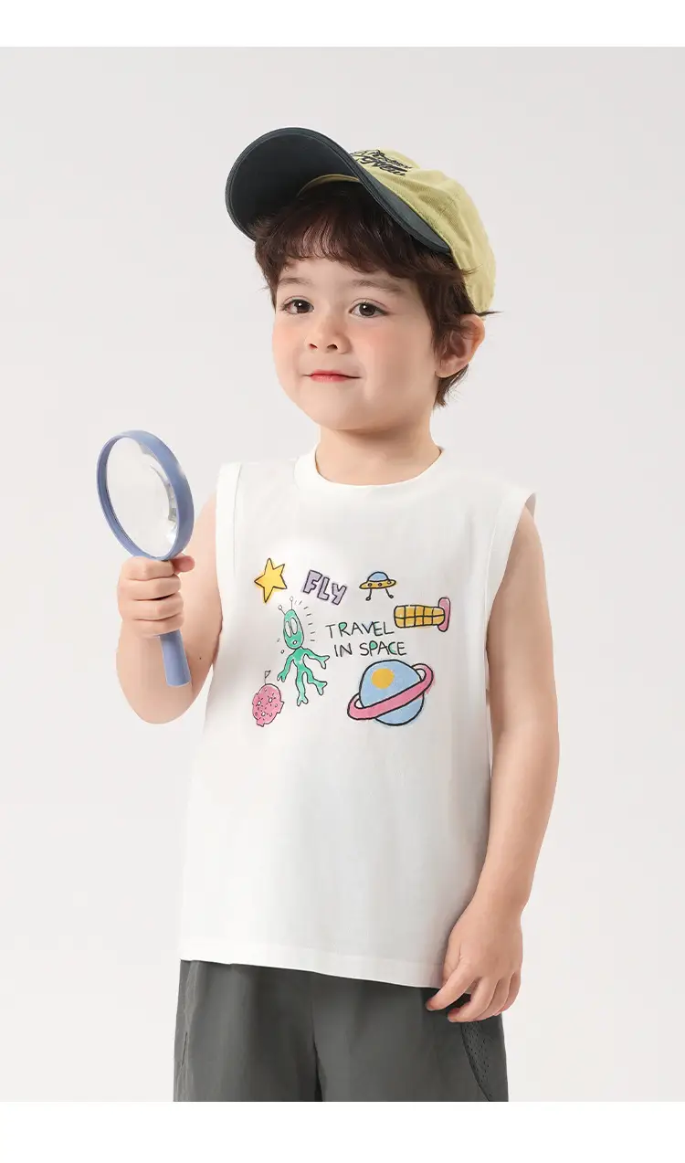 Boys White Sleeveless Summer T-Shirt — feature 3