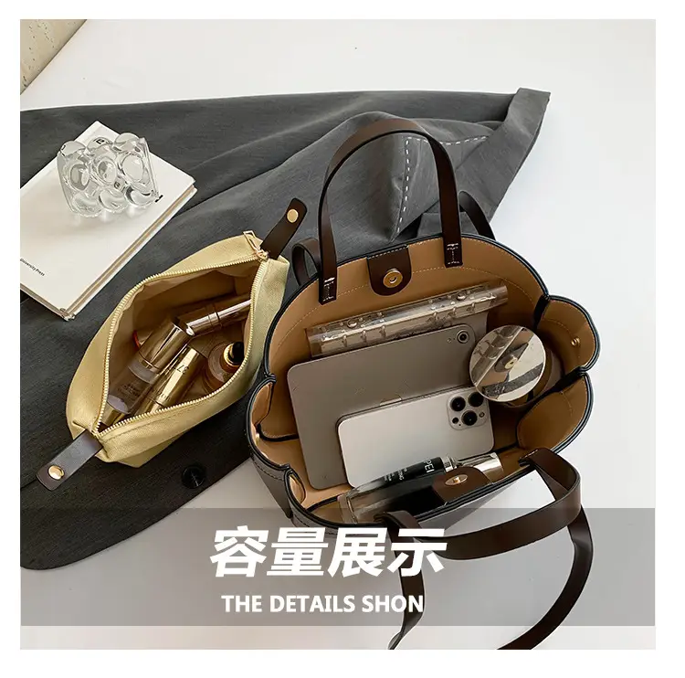 Cross-border Leather Tote Bag Women Large Capacity Brown — feature 10