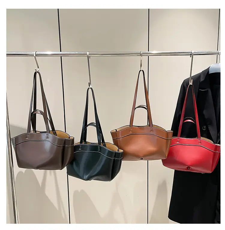Cross-border Leather Tote Bag Women Large Capacity Brown — feature 11