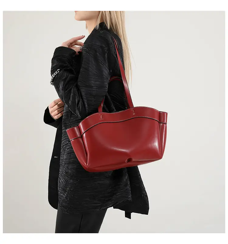 Cross-border Leather Tote Bag Women Large Capacity Brown — feature 12