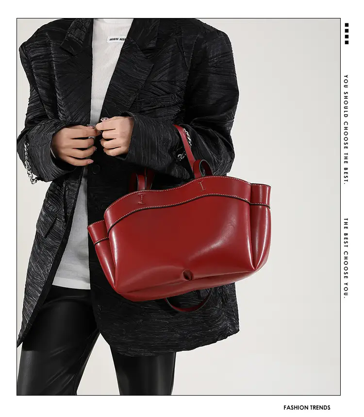 Cross-border Leather Tote Bag Women Large Capacity Brown — feature 5