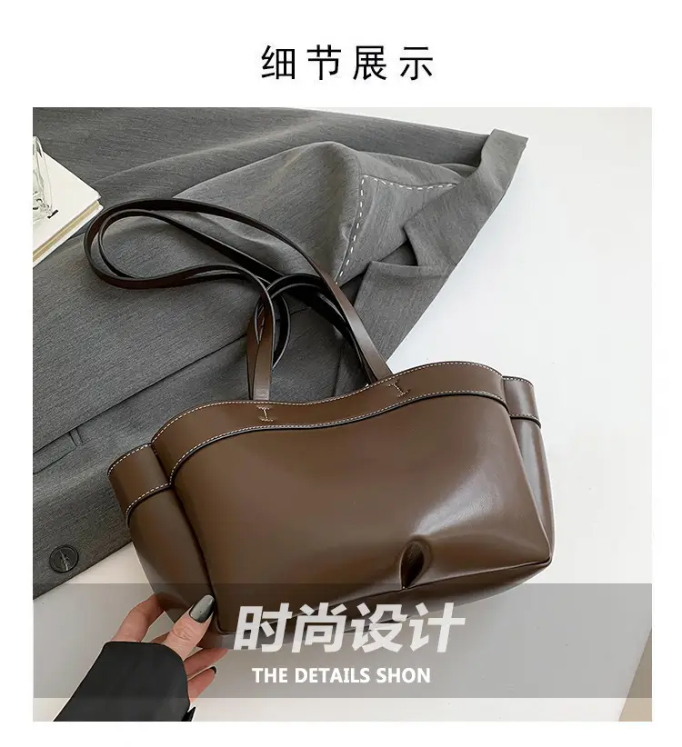 Cross-border Leather Tote Bag Women Large Capacity Brown — feature 7