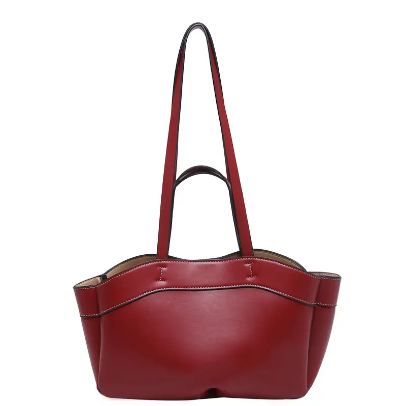 Cross-border Leather Tote Bag Women Large Capacity Brown - Image 3