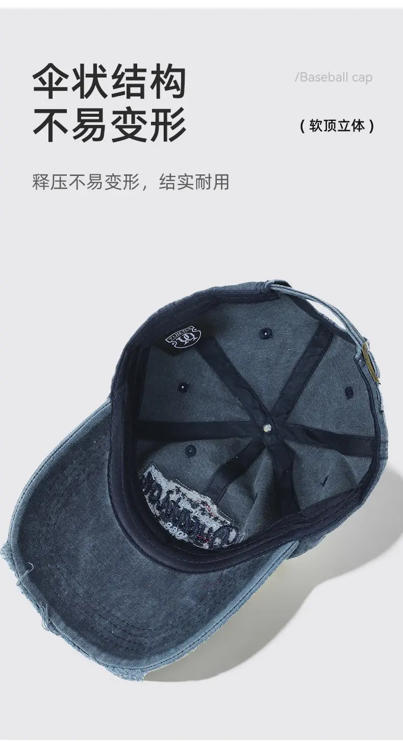 Korean Style Embroidered Baseball Cap for Men Women Grey 12cm — feature 11