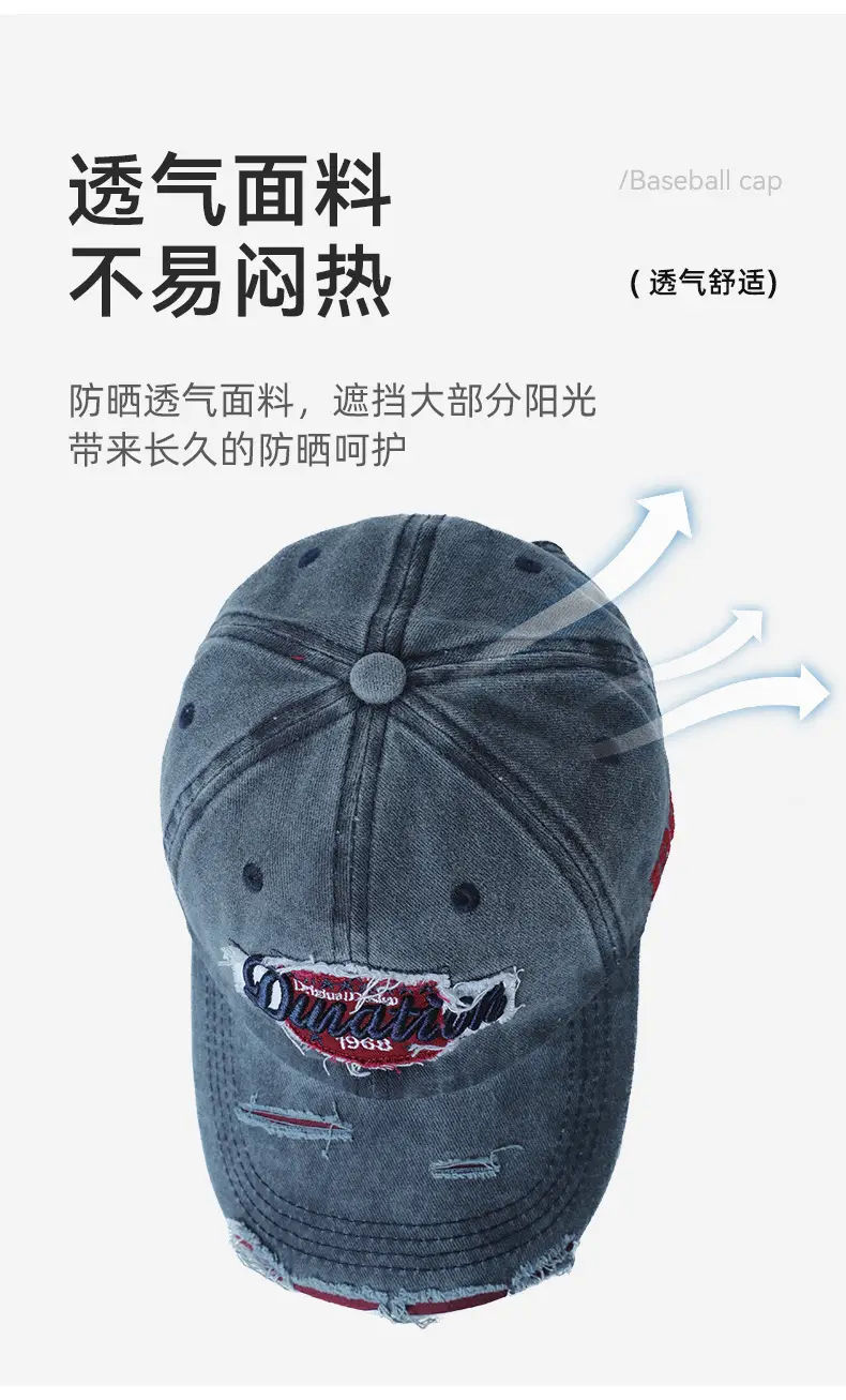 Korean Style Embroidered Baseball Cap for Men Women Grey 12cm — feature 13