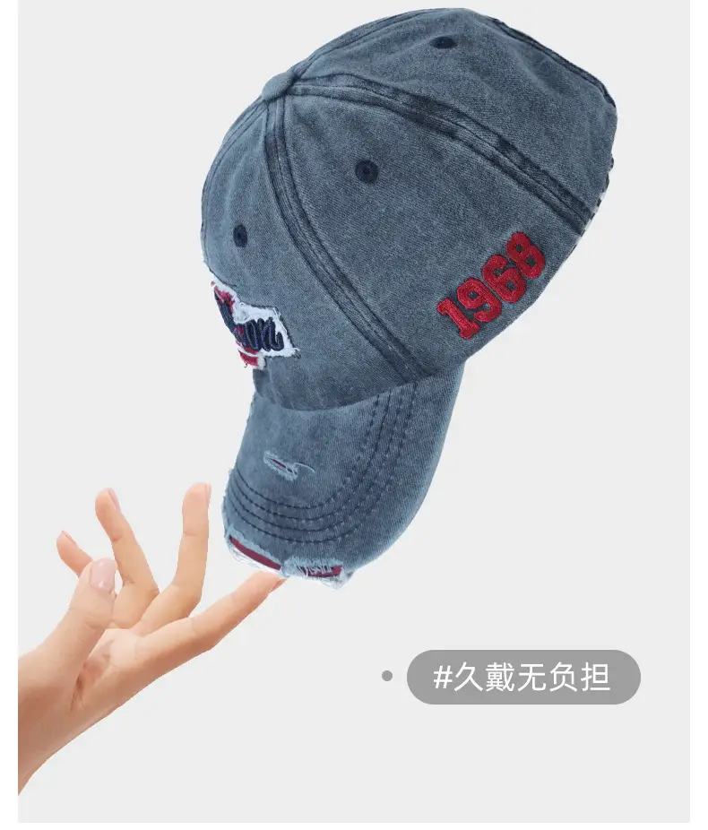 Korean Style Embroidered Baseball Cap for Men Women Grey 12cm — feature 8