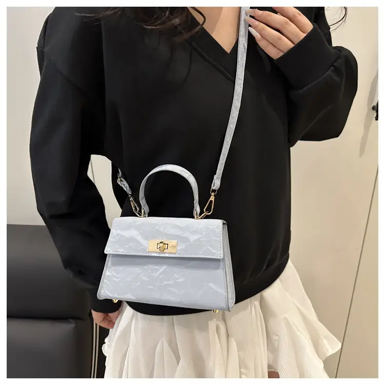 2025 Spring Light Blue Shoulder Crossbody Bag with Lock — feature 17