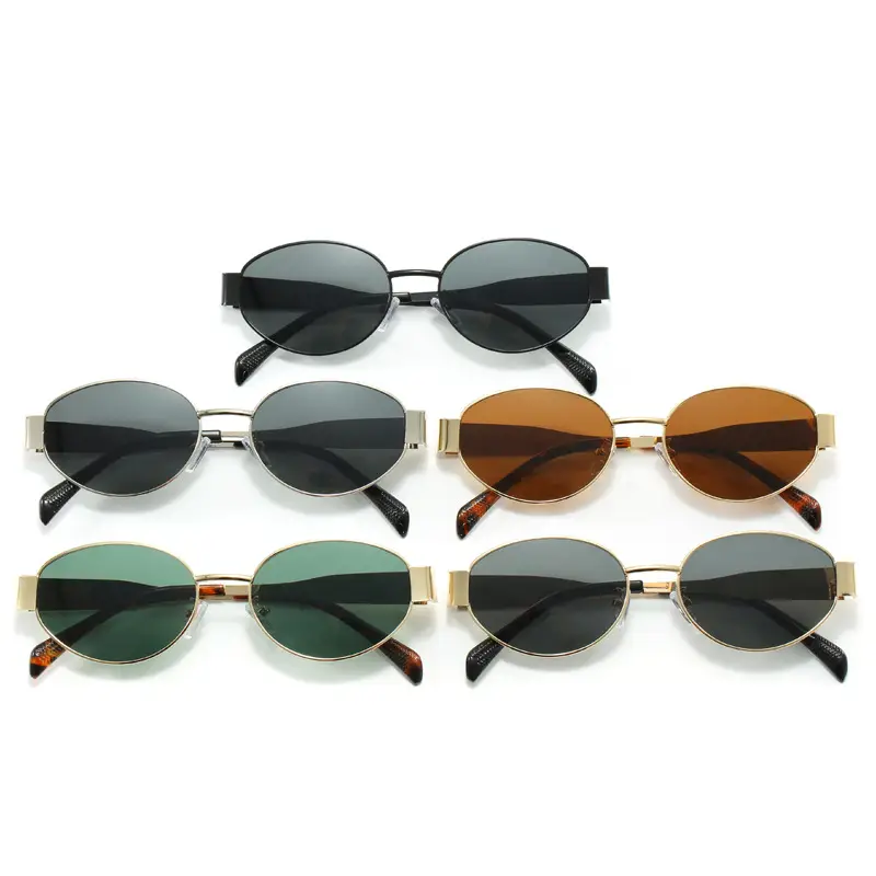Women's Metal Elliptical Polarized Sunglasses UV Protection