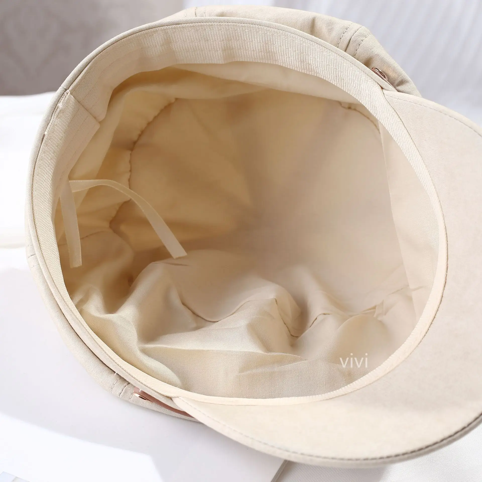 Women's Black Leather Buckle Beret Cap Spring Summer - Image 6
