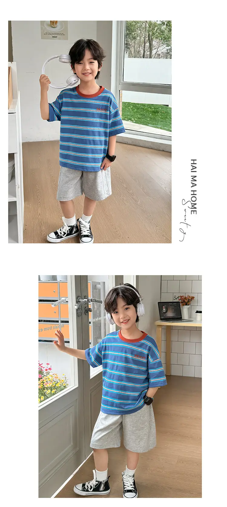 Boys Korean Striped Cotton T-Shirt 2026 Summer — feature 13
