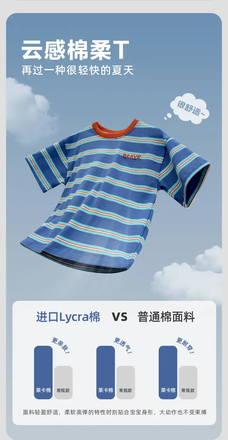 Boys Korean Striped Cotton T-Shirt 2026 Summer — feature 4
