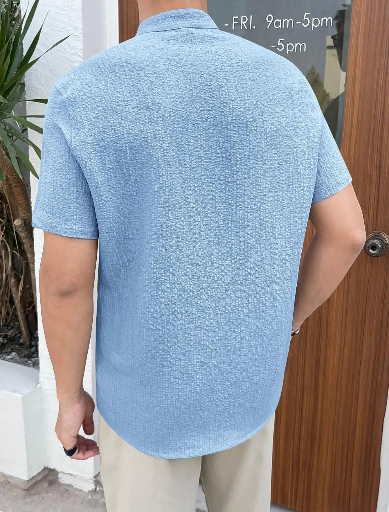 Men's Loose Fit Beige Button Shirt Short Sleeve — feature 11