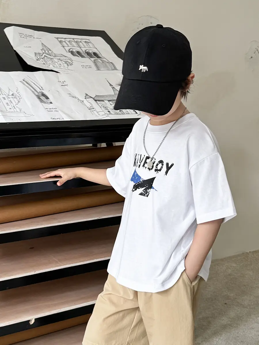 Boys Letter Print Cotton T-Shirt Summer 2026 - Image 6