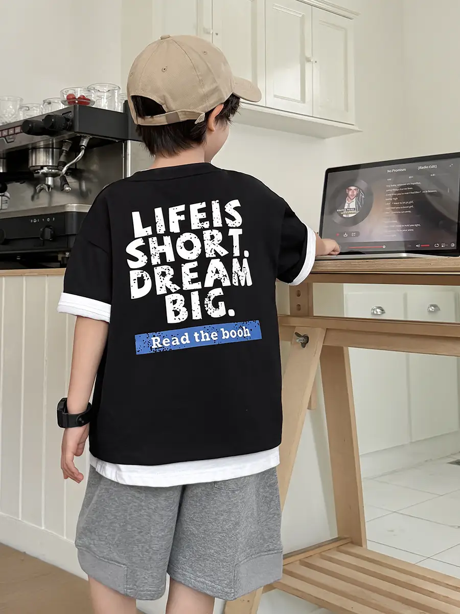 Boys Letter Print Cotton T-Shirt Summer 2026 - Image 7