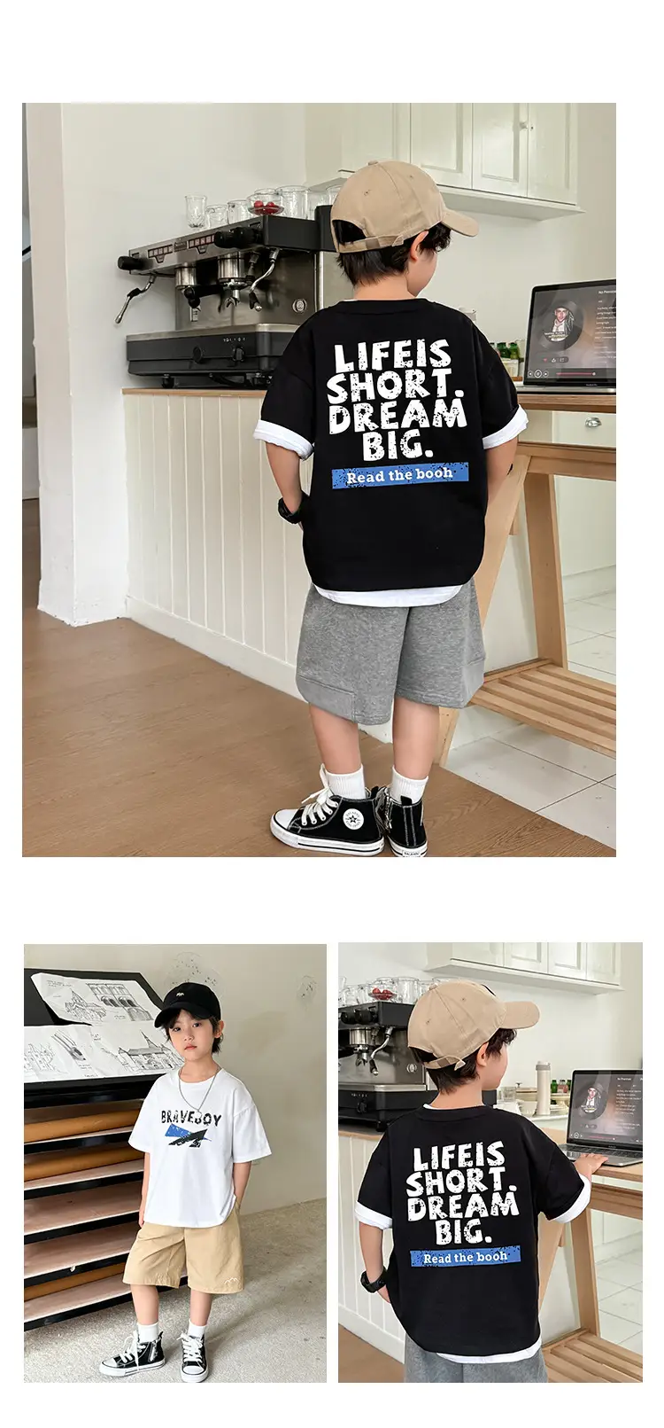 Boys Letter Print Cotton T-Shirt Summer 2026 — feature 9