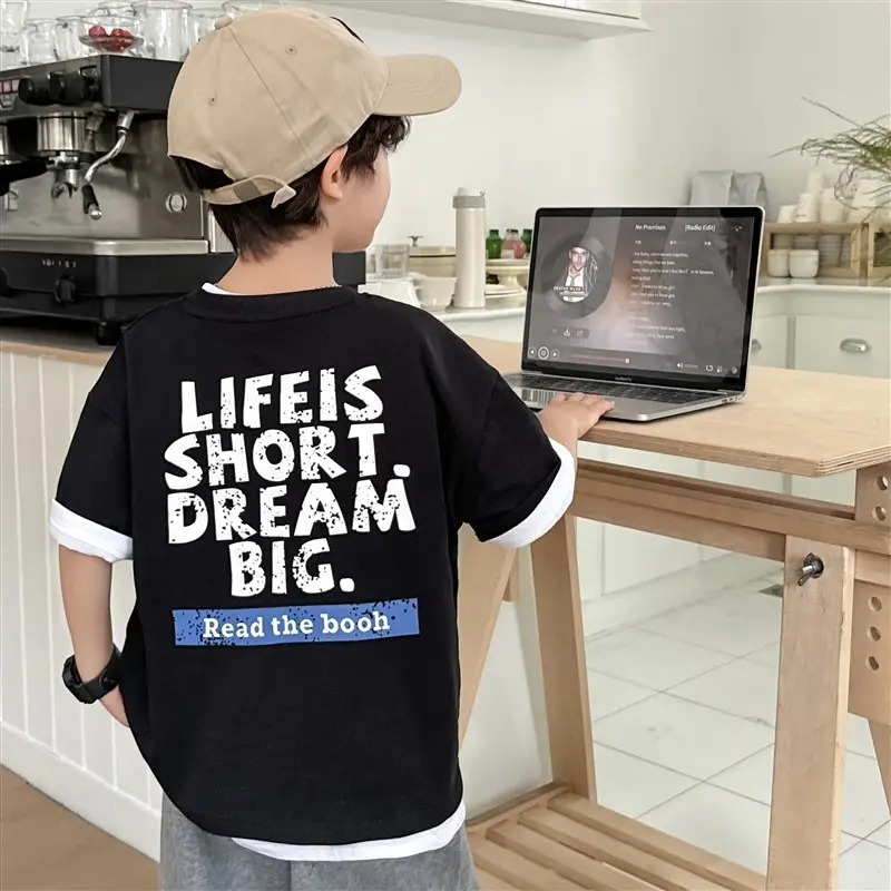 Boys Letter Print Cotton T-Shirt Summer 2026 - Image 2