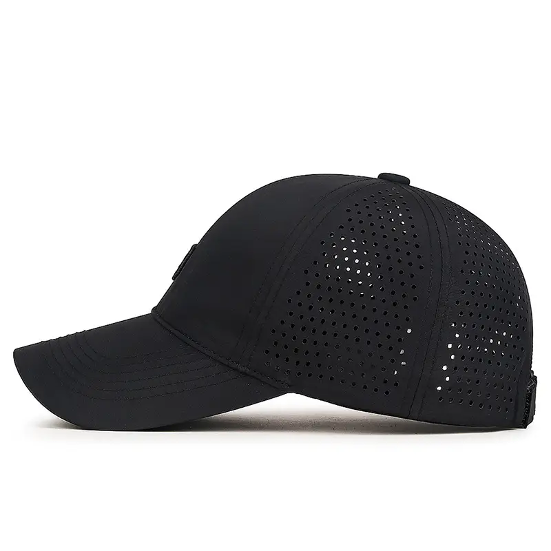 Men Perforated Mesh Baseball Cap Black Summer Sun Protection - Image 7