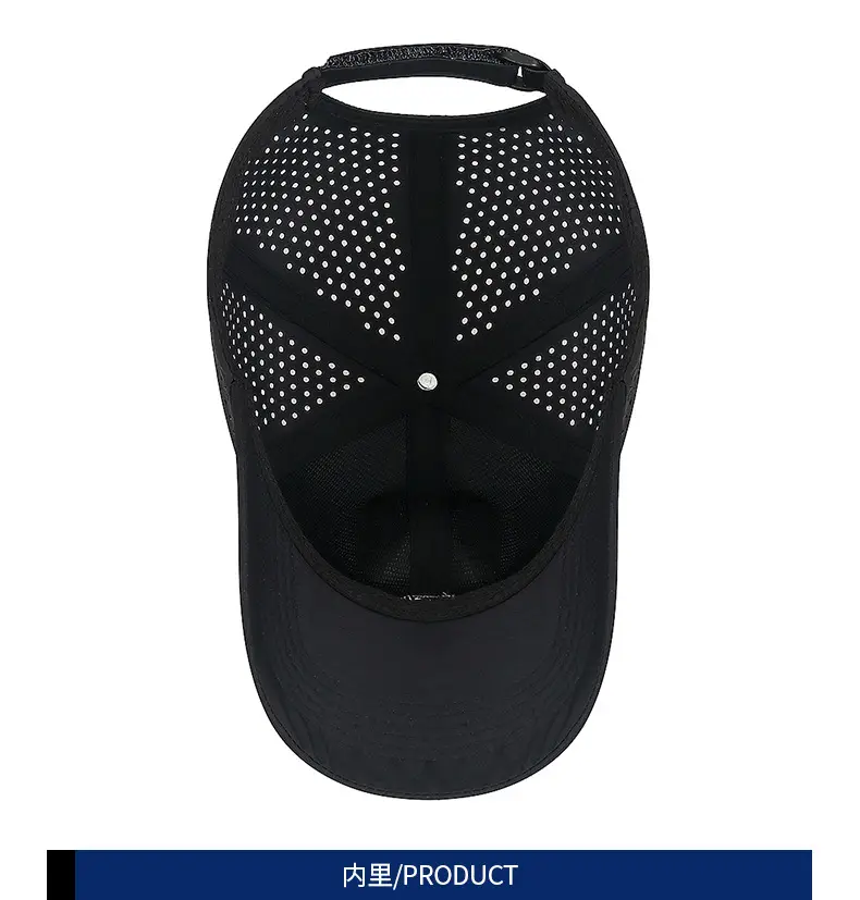 Men Perforated Mesh Baseball Cap Black Summer Sun Protection — feature 10
