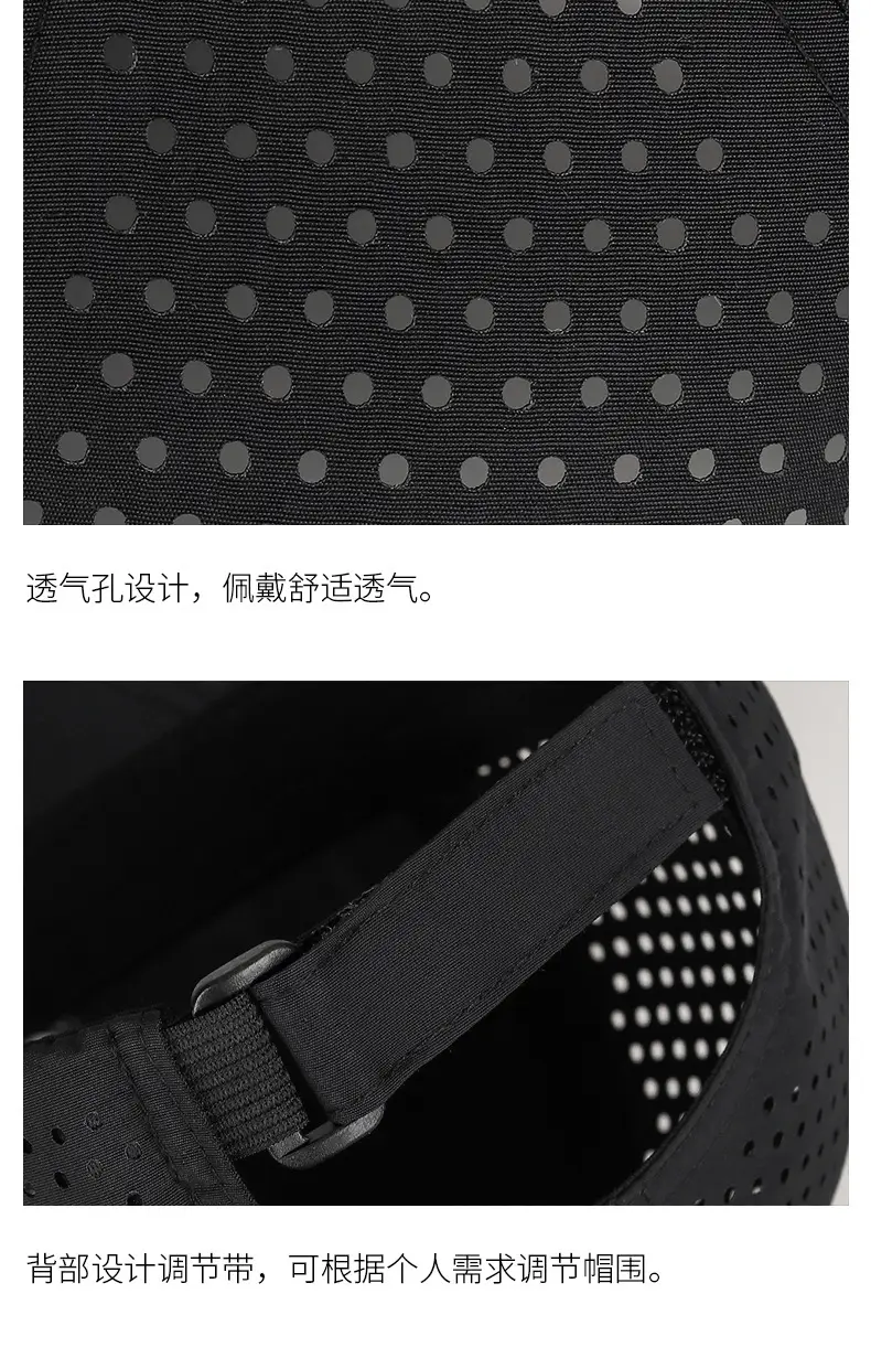 Men Perforated Mesh Baseball Cap Black Summer Sun Protection — feature 12