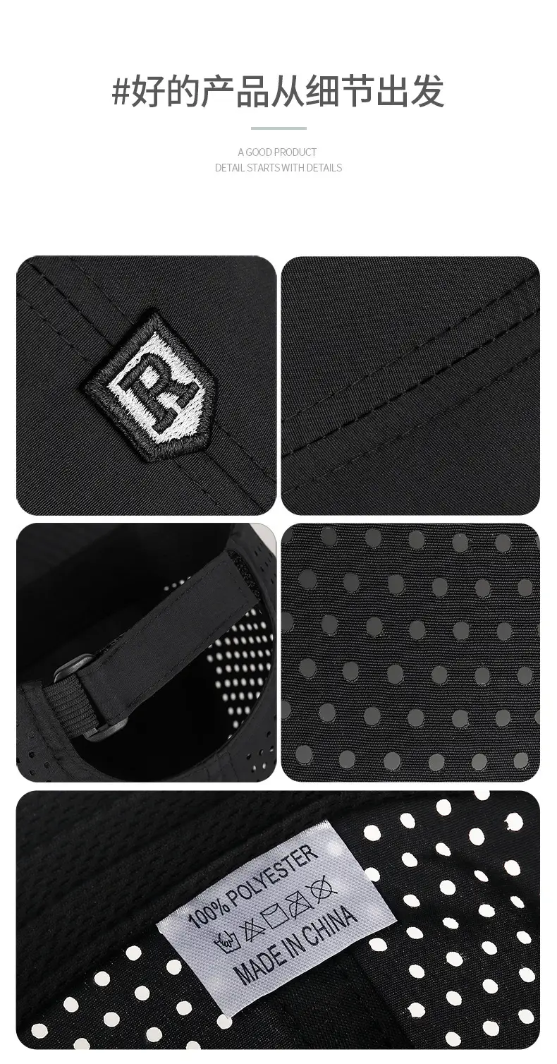 Men Perforated Mesh Baseball Cap Black Summer Sun Protection — feature 2