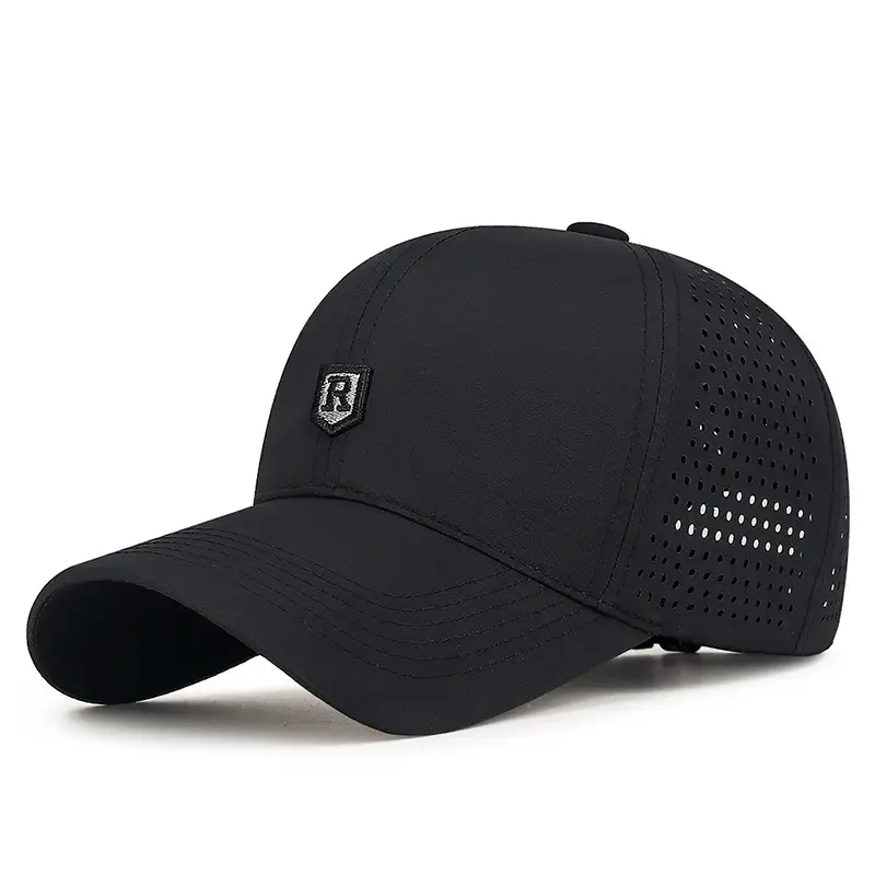 Men Perforated Mesh Baseball Cap Black Summer Sun Protection - Image 2