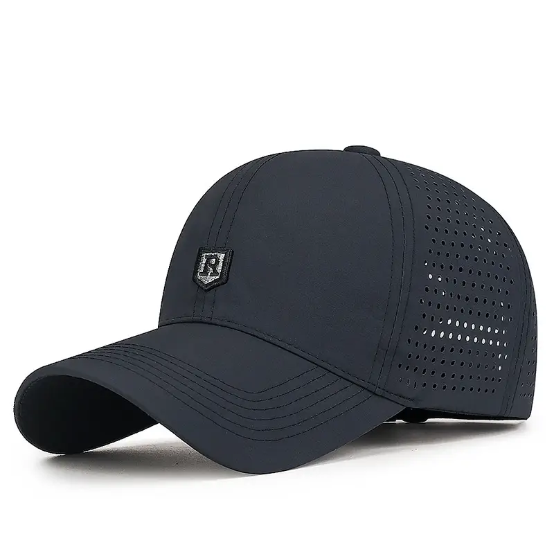 Men Perforated Mesh Baseball Cap Black Summer Sun Protection - Image 3